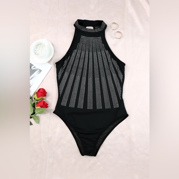 Starlit Sparkle Halter Rhinestone Bodysuit - Picture 5 of 5